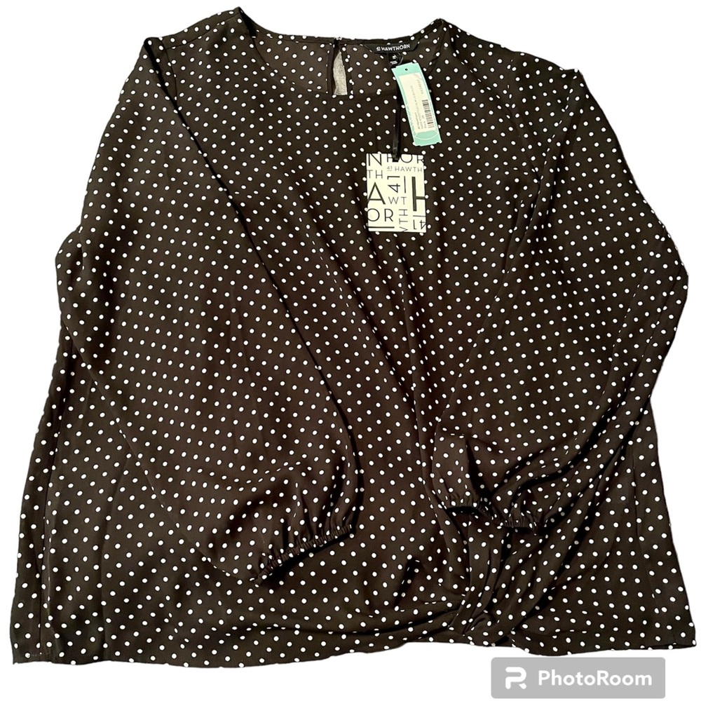 NWT 41 Hawthorn long sleeve knotted blouse